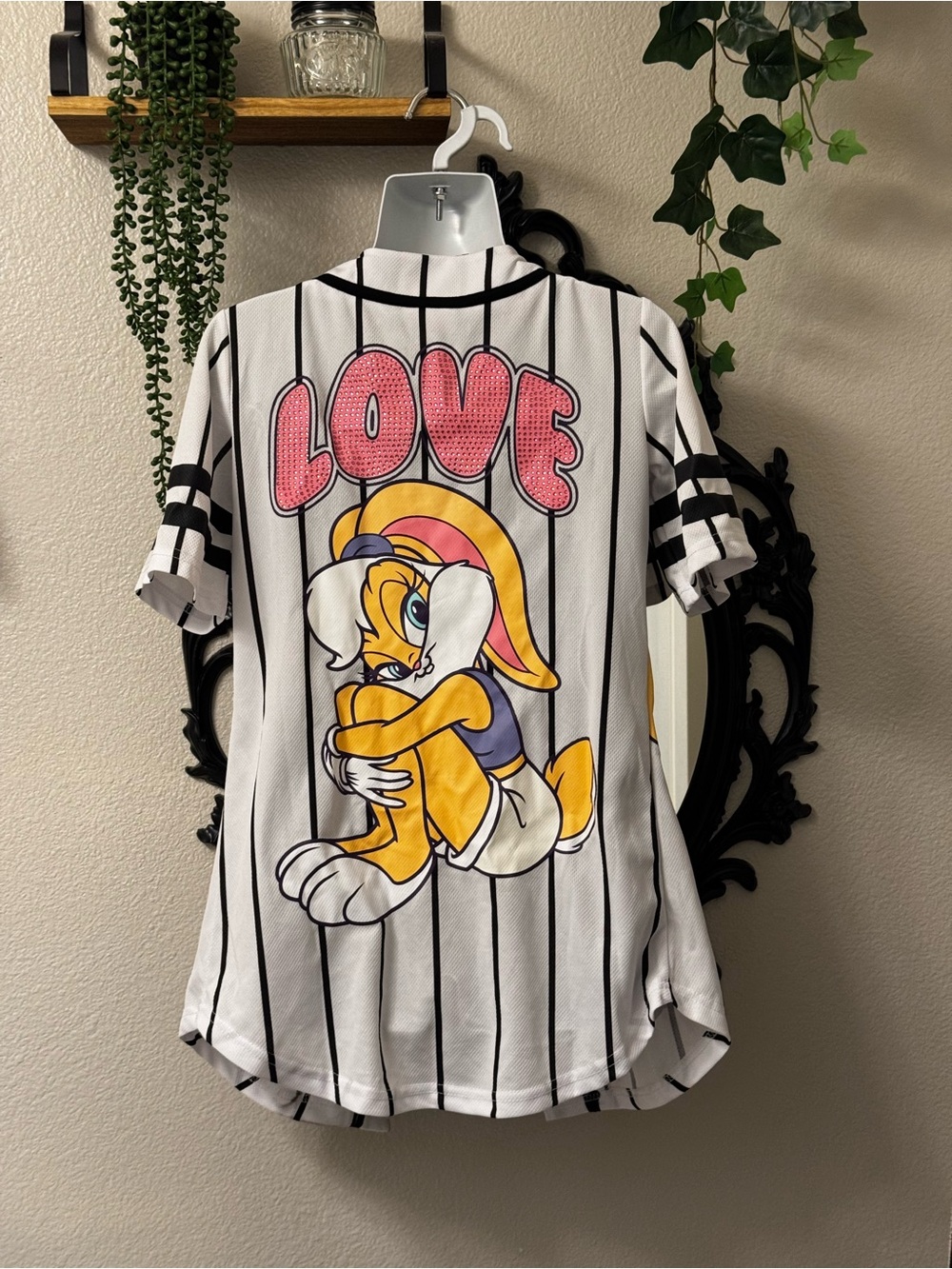 Looney Tunes Lola Bunny Baseball Jersey Rhinestone LOVE Small